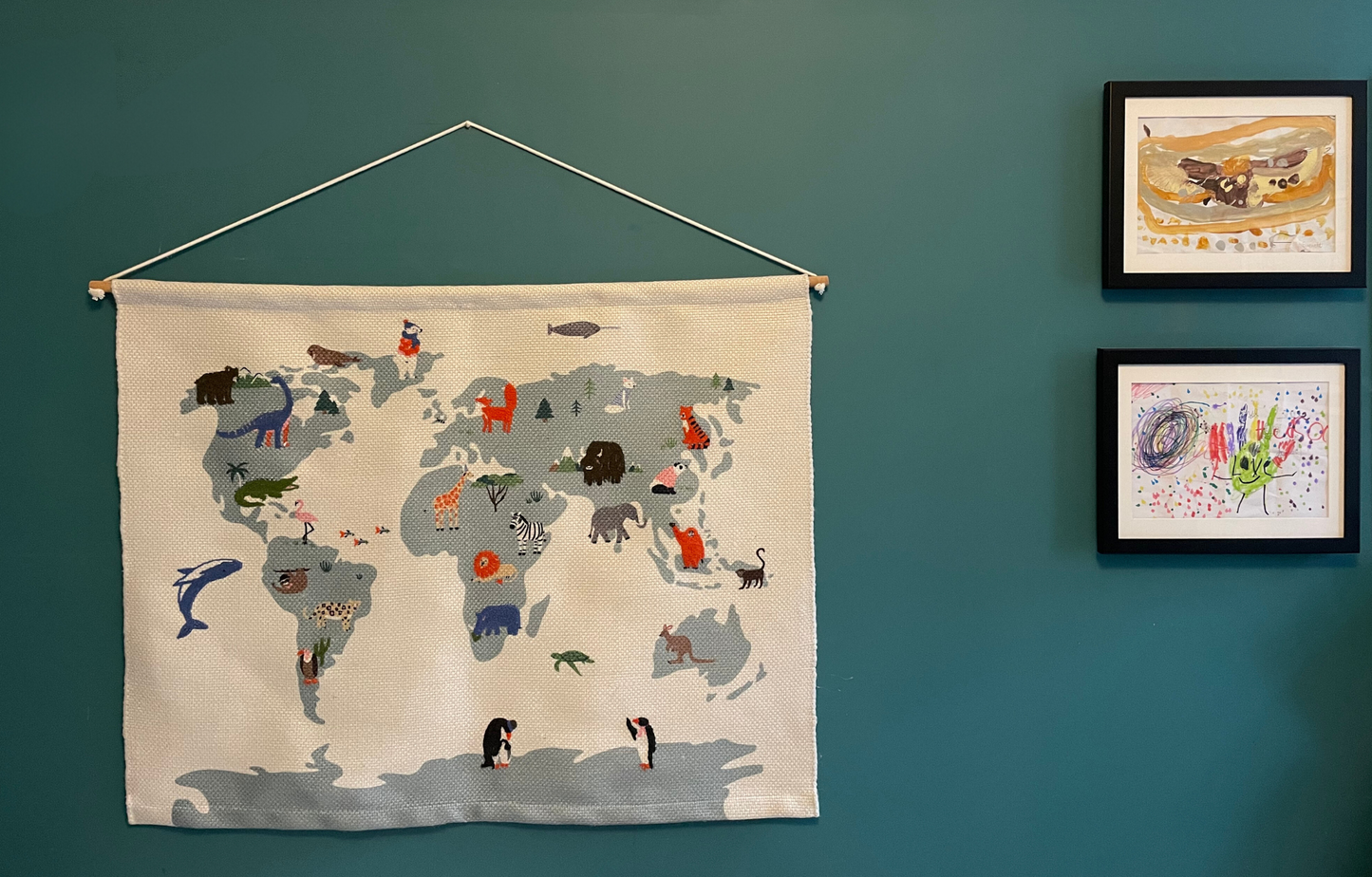 atlas recycled embroidered wall hanging