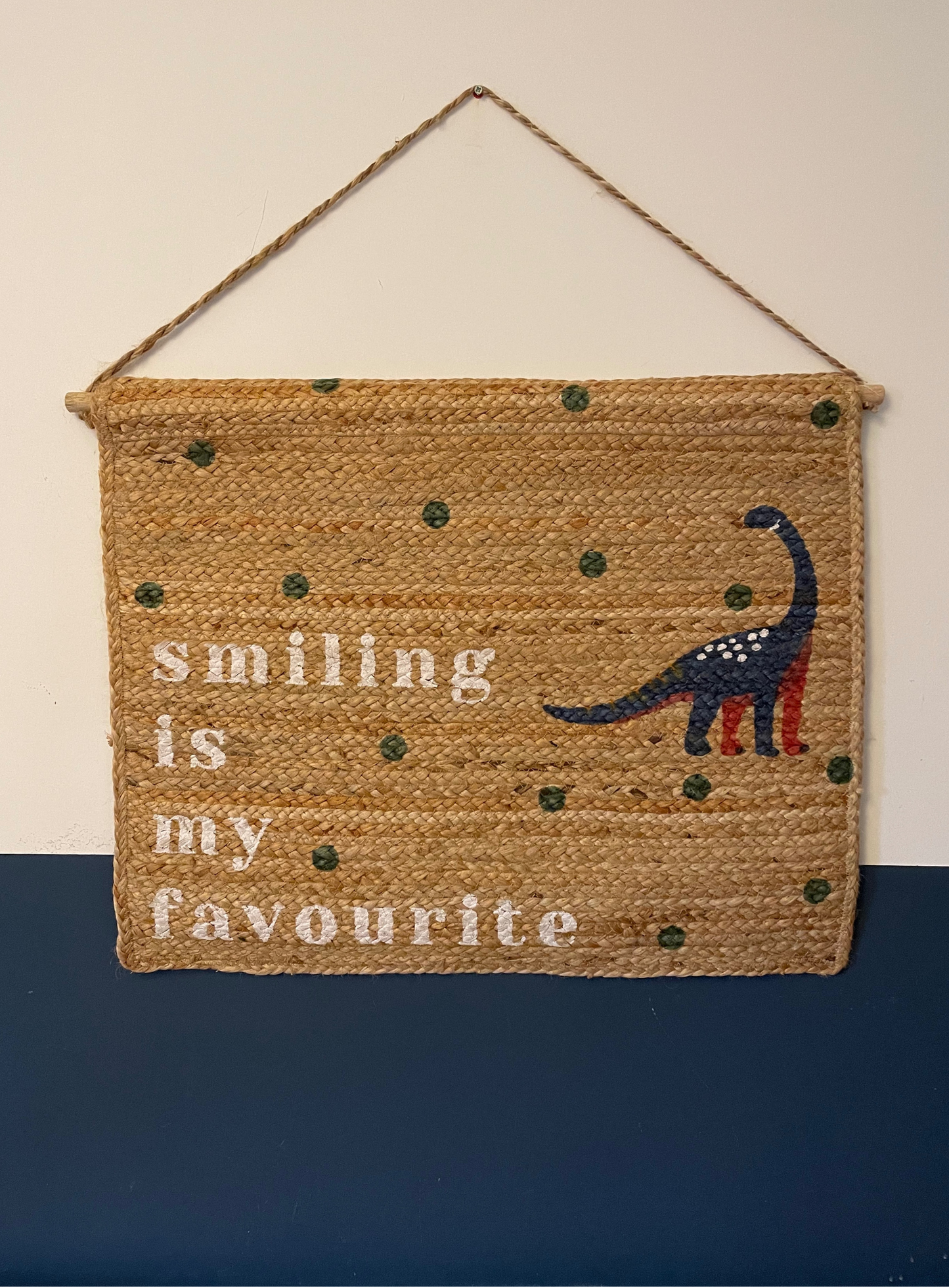 dinosaur jute wall hanging