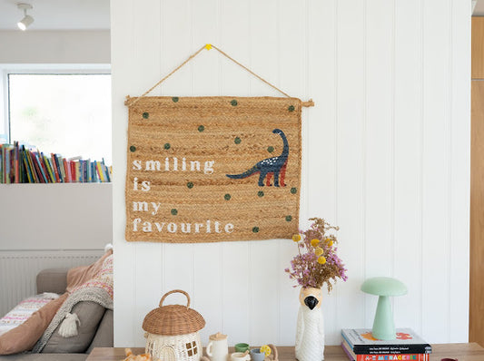 dinosaur jute wall hanging