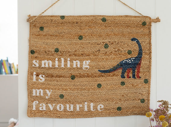 dinosaur jute wall hanging