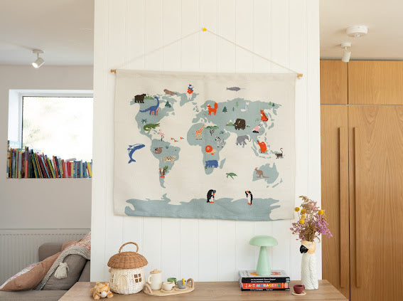 atlas recycled embroidered wall hanging